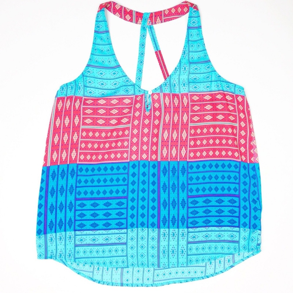 XXI Large Boho Print Pull Over Racer Back Top J